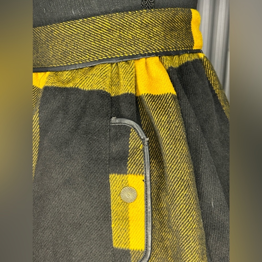 Women’s Free People Yellow Black Plaid Polyester Viscose Skirt Designer Size 0 - Picture 3 of 5